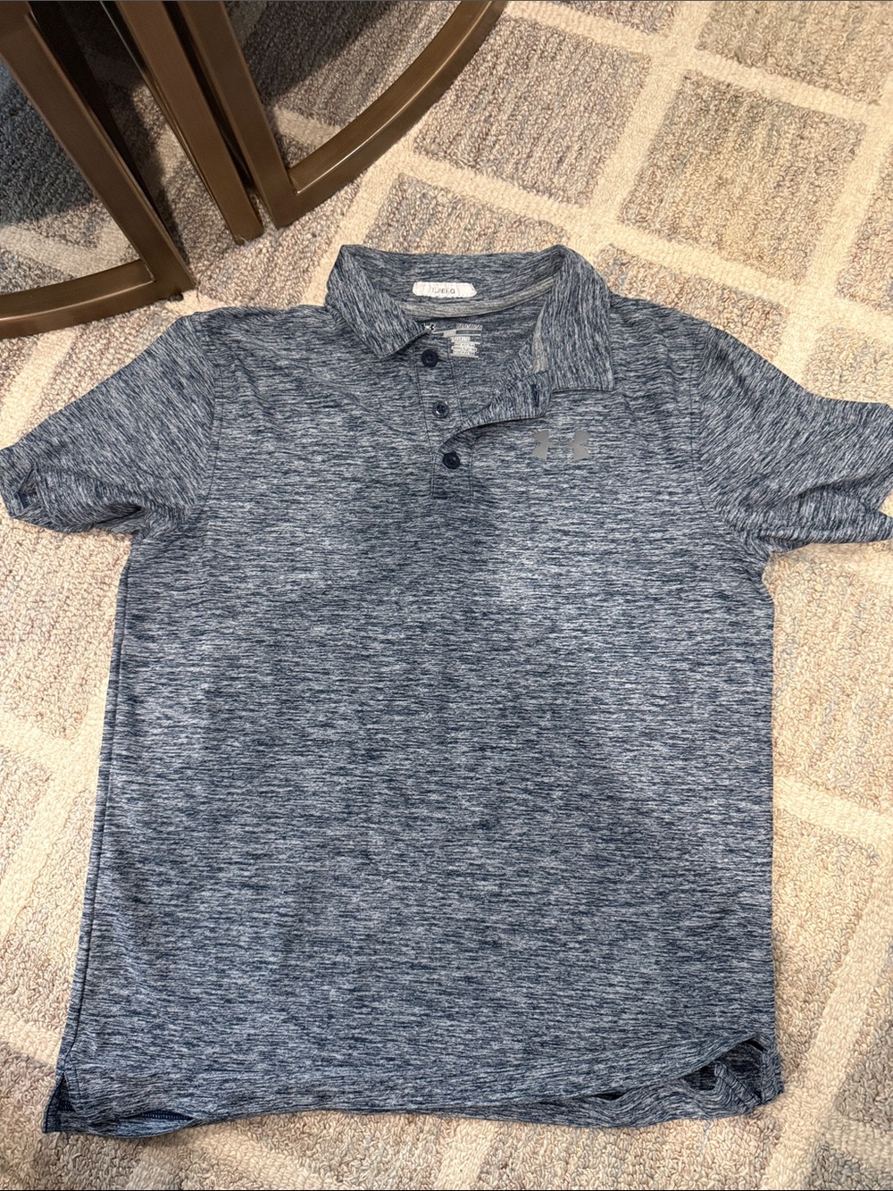 Under Armour Youth Heathered Navy/Gray Polo